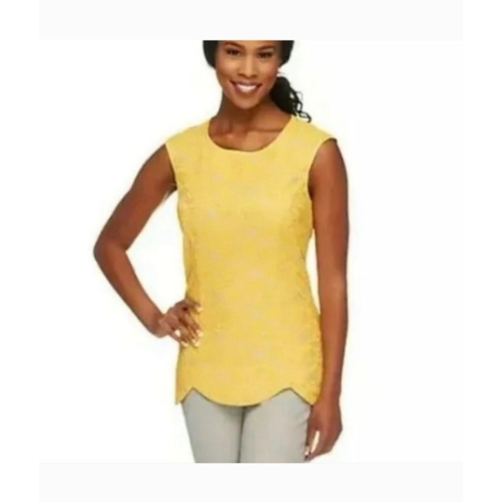 Simonton Says Yellow Lace Size M money aristocrat Boardroom.chic top made USA